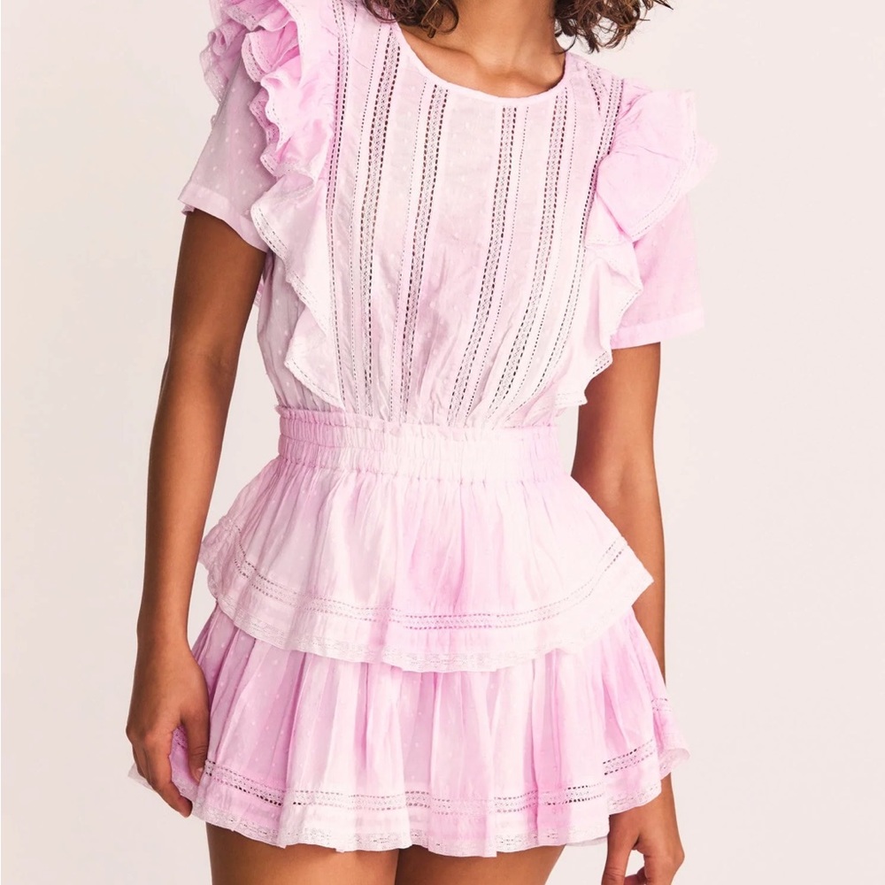 Natasha Mini Dress LoveShackFancy in peony pink size small (s)